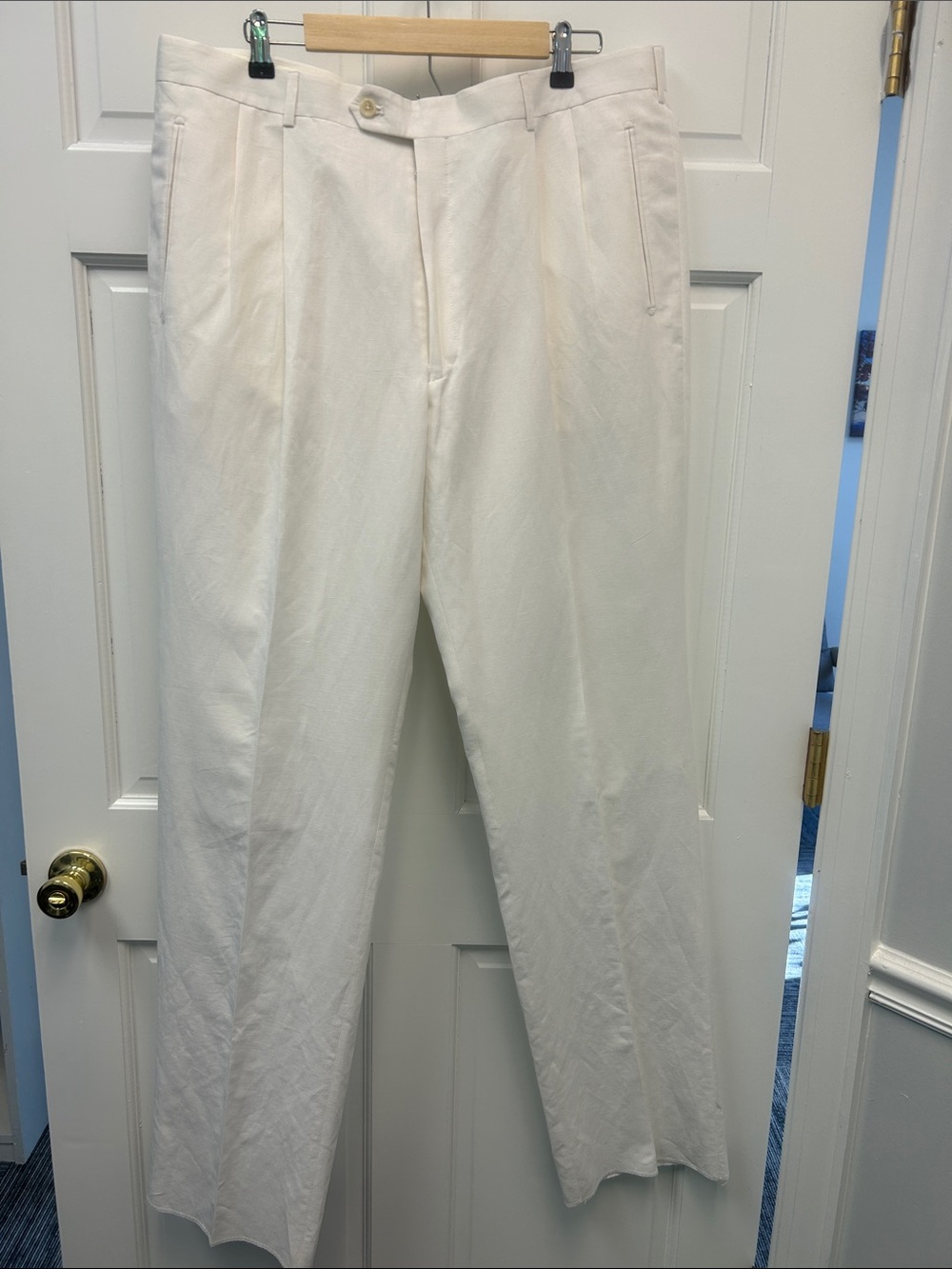 NWT Paul Fredrick White Linen Blend Pleated Men’s Summer Pants Size 40
